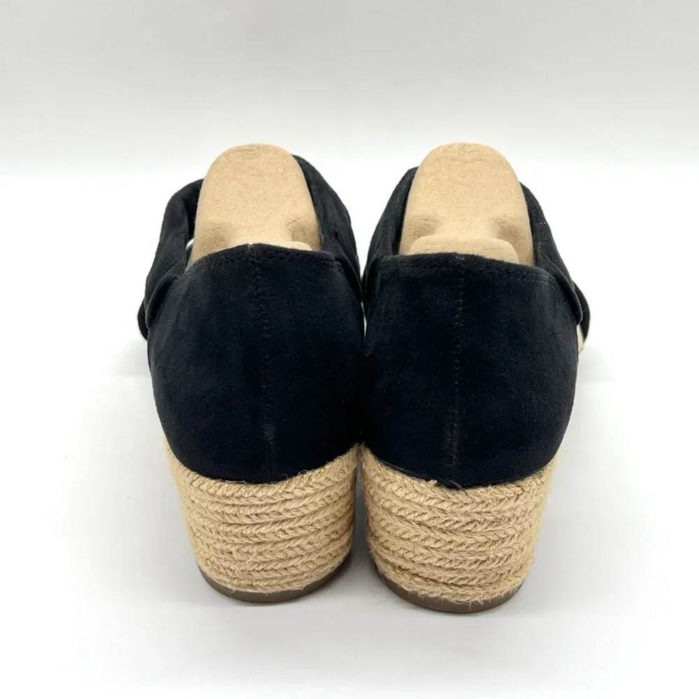 Lifestride Womens Size 9‎ Siesta Black Espadrilles Wedges Sandals Shoes